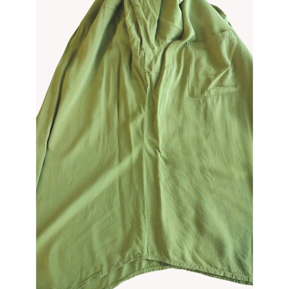 A New Approach Top Large Long Tab Sleeves Pockets Mustard Green - Picture 12 of 13